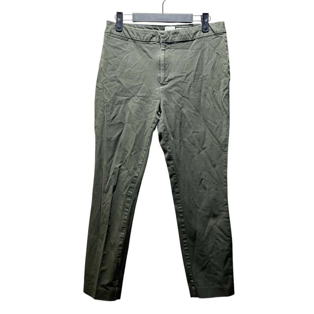 A New Day Straight Leg Pants Army Green Chino Stretch Mid-Rise Size 8